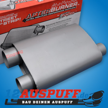 Auspufftopf FLOWTECH AFTERBURNER 1x 3 Zoll Eingang, 2x 2 1/2 Ausgang Firebird & Camaro